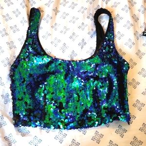Forever 21 mermaid magic sequin crop top size small